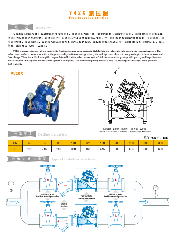 乐天堂200X减压阀技术参数
